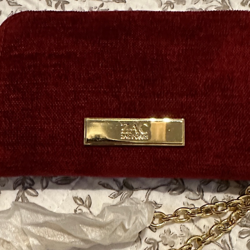 ZAC Zac Posen Red Velvet Clutch